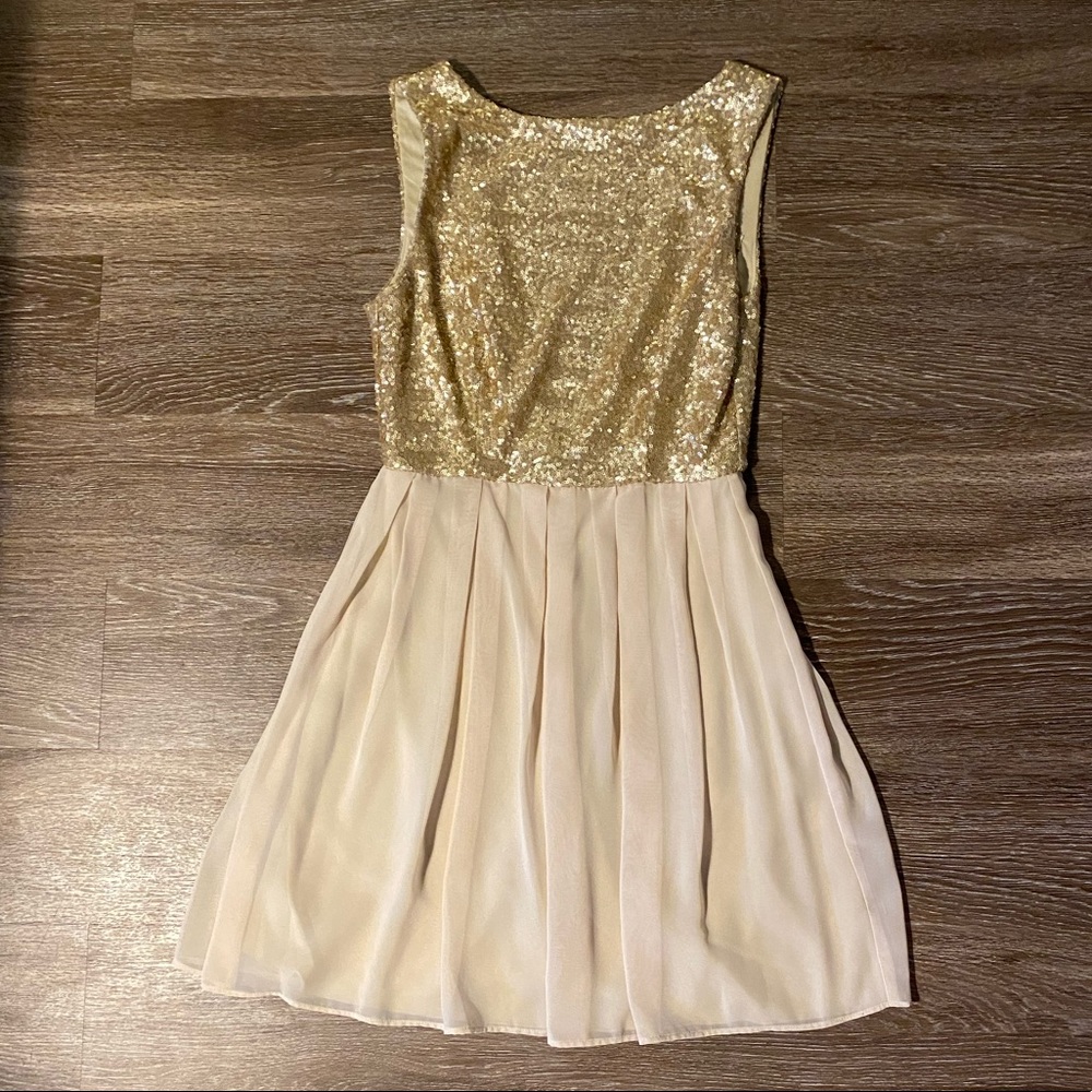 Gold Sequin and Champagne Dress